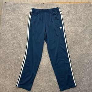 Adidas Track Pants Mens XL Blue Trefoil Three Stripes Athletic Zippered Pockets